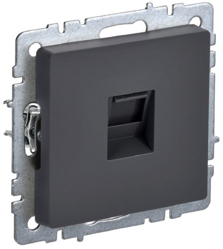 Розетка компьютерная без рамки IEK Brite РК10-БрГ 1-м. RJ45 5e графит фото Розетка компьютерная без рамки IEK Brite РК10-БрГ 1-м. RJ45 5e графит картинка